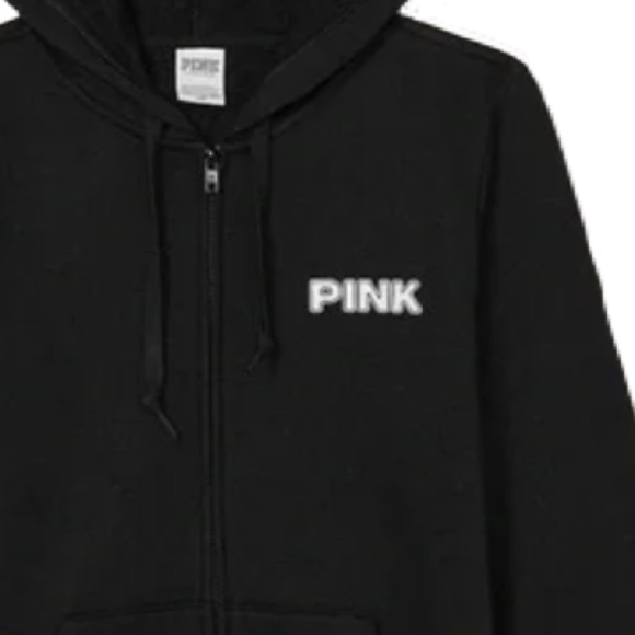 NWT Victoria’s Secret PINK Black Fleece Tropical Zip Hoodie, XXL - Picture 6 of 11